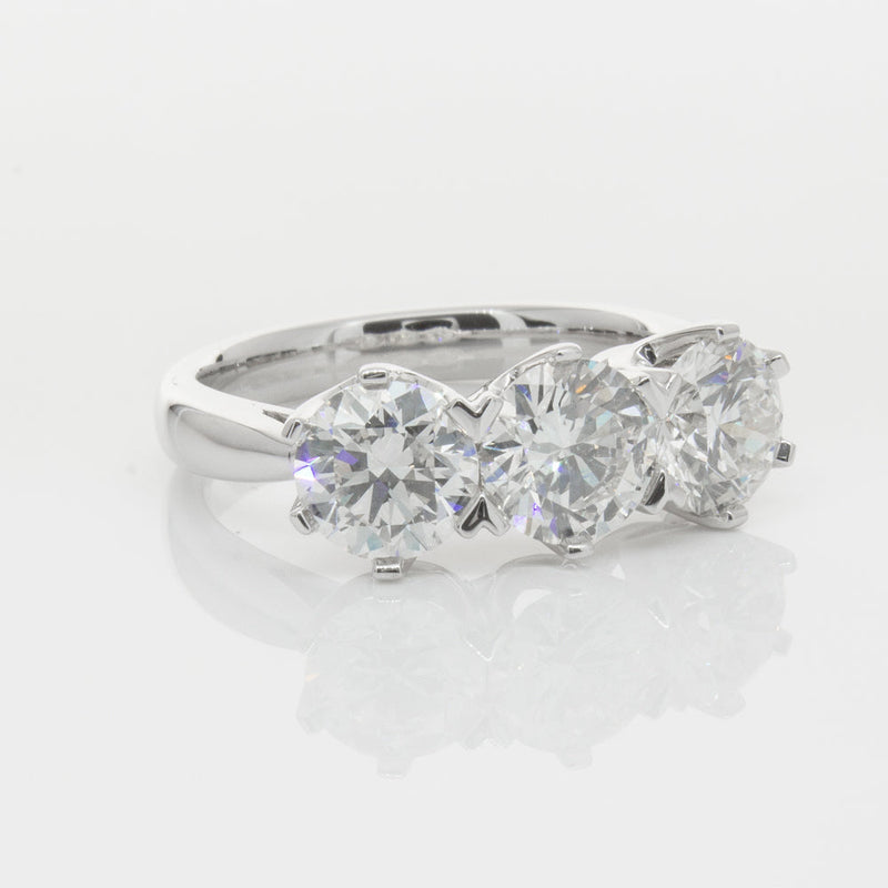18ct White Gold 3.00ct Diamond Trilogy Ring-Ring-Walker & Hall