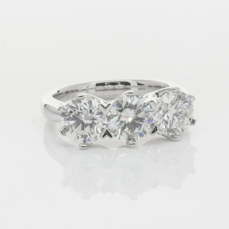 18ct White Gold 3.00ct Diamond Trilogy Ring-Ring-Walker & Hall