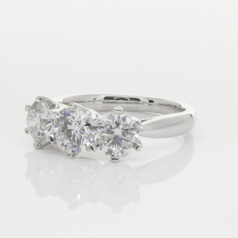 18ct White Gold 2.36ct Diamond Trilogy Ring-Ring-Walker & Hall