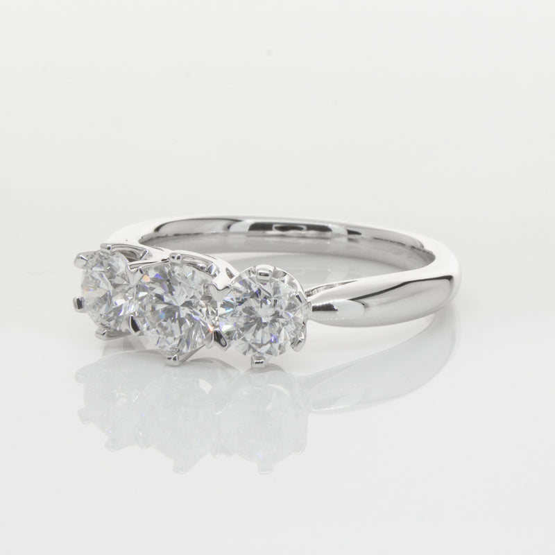 18ct White Gold 1.30ct Diamond Trilogy Ring-Ring-Walker & Hall