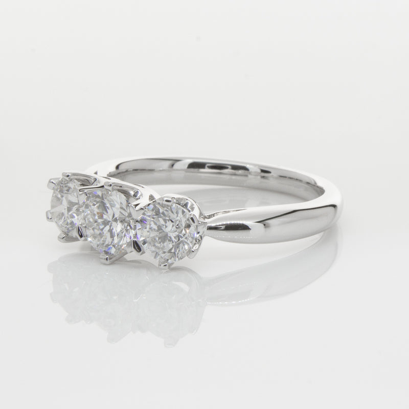 18ct White Gold 1.30ct Diamond Trilogy Ring-Ring-Walker & Hall