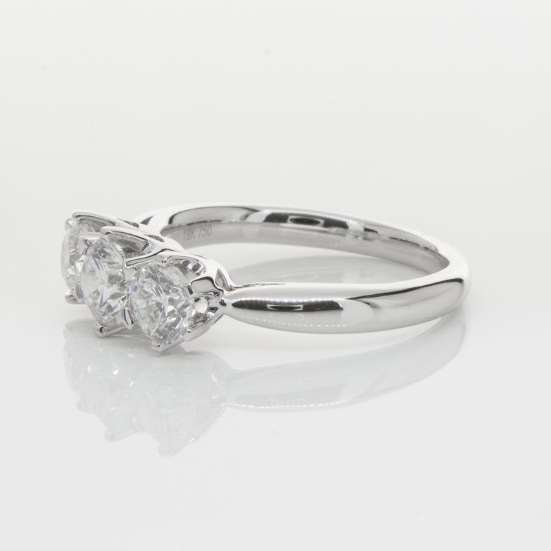 18ct White Gold 1.30ct Diamond Trilogy Ring-Ring-Walker & Hall