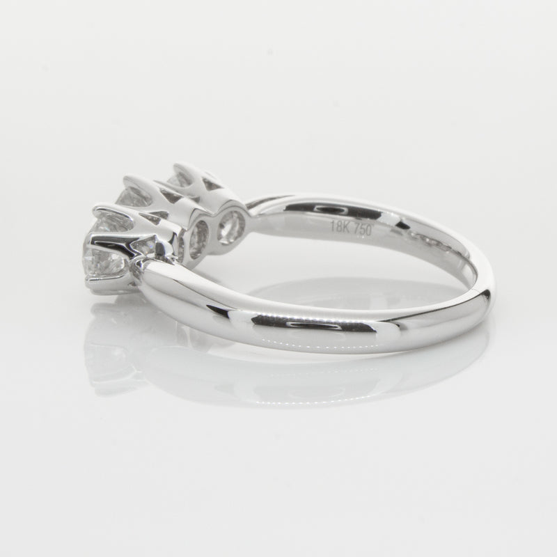 18ct White Gold 1.30ct Diamond Trilogy Ring-Ring-Walker & Hall
