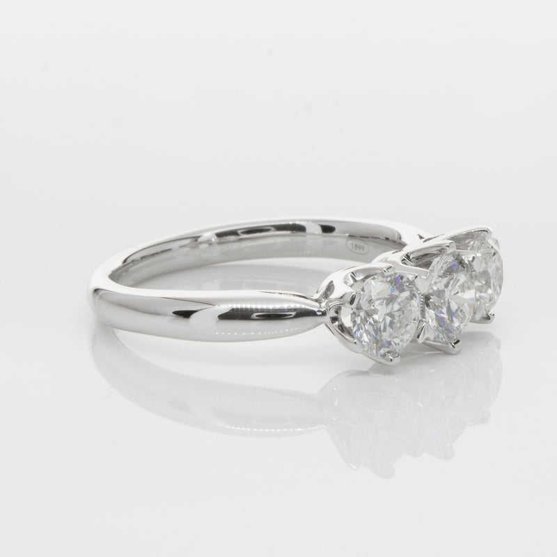 18ct White Gold 1.30ct Diamond Trilogy Ring-Ring-Walker & Hall