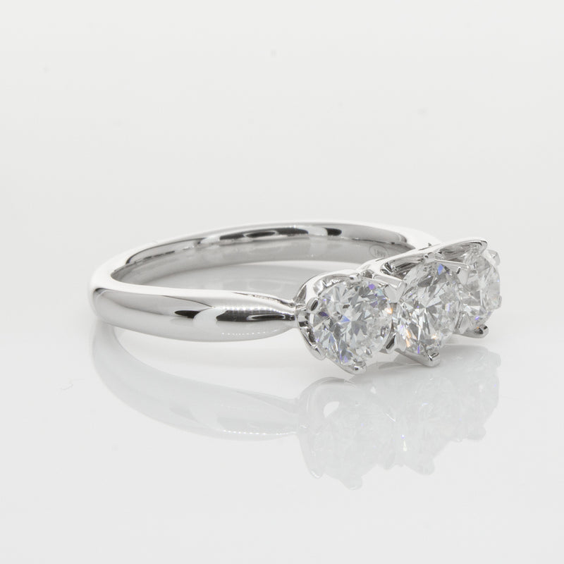 18ct White Gold 1.30ct Diamond Trilogy Ring-Ring-Walker & Hall