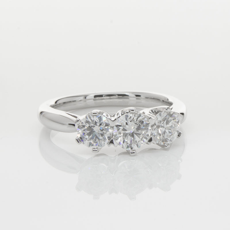 18ct White Gold 1.30ct Diamond Trilogy Ring-Ring-Walker & Hall