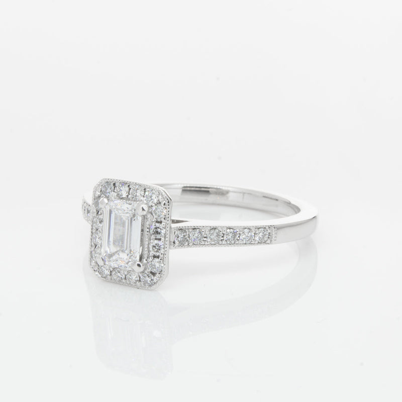 18ct White Gold .40ct Emerald Cut Diamond Aria Ring-Ring-Walker & Hall
