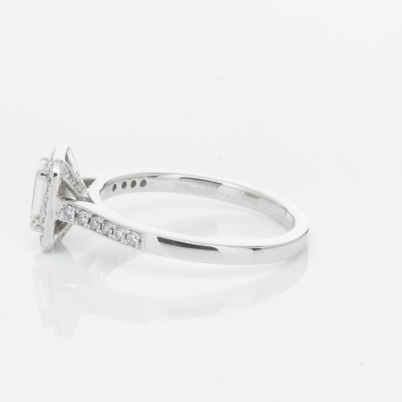 18ct White Gold .40ct Emerald Cut Diamond Aria Ring-Ring-Walker & Hall