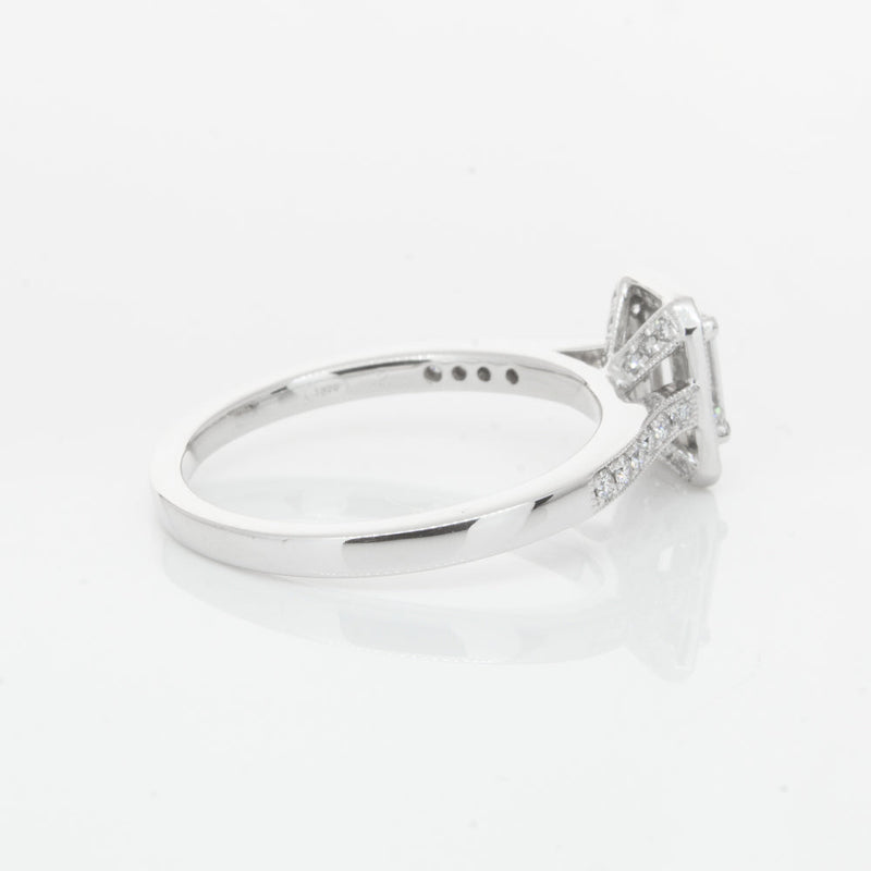 18ct White Gold .40ct Emerald Cut Diamond Aria Ring-Ring-Walker & Hall