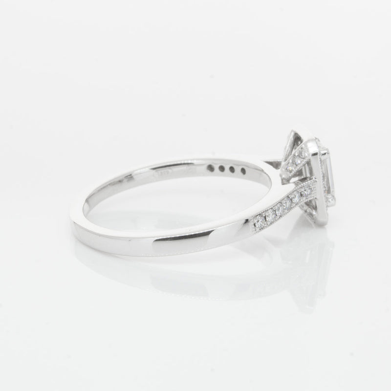 18ct White Gold .40ct Emerald Cut Diamond Aria Ring-Ring-Walker & Hall
