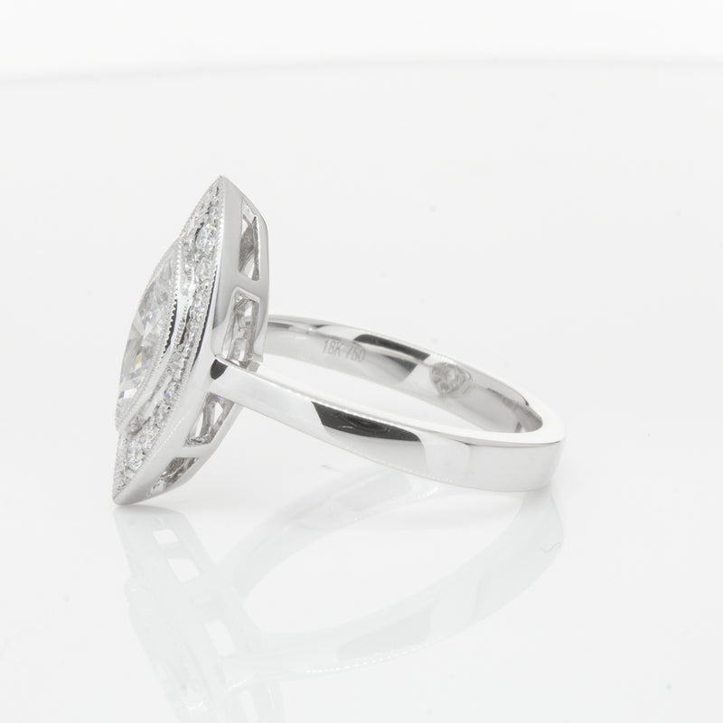 18ct White Gold 1.00ct Marquise Diamond Ring-Ring-Walker & Hall