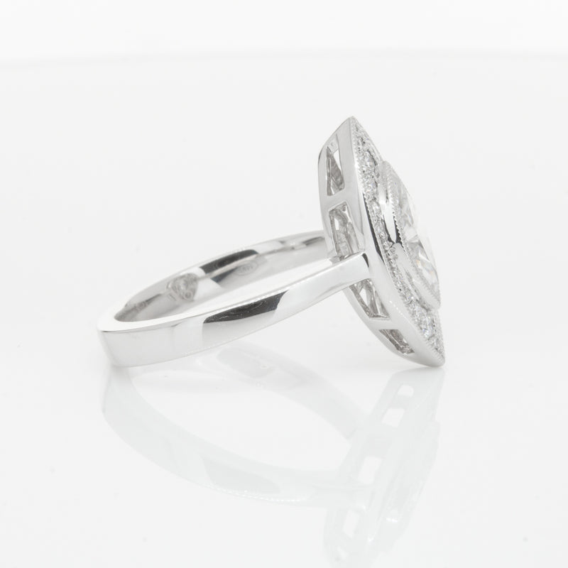 18ct White Gold 1.00ct Marquise Diamond Ring-Ring-Walker & Hall
