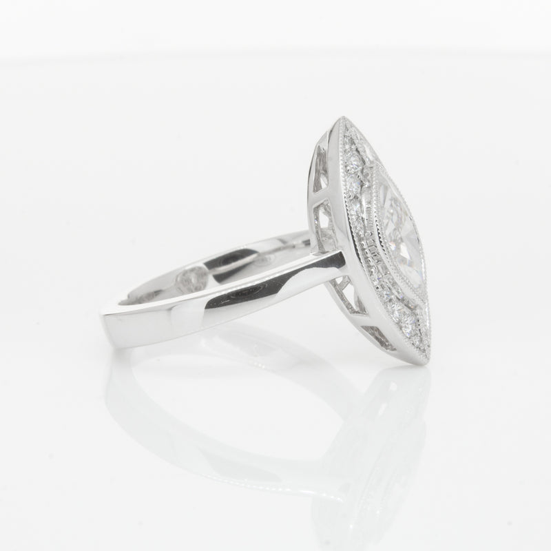 18ct White Gold 1.00ct Marquise Diamond Ring-Ring-Walker & Hall