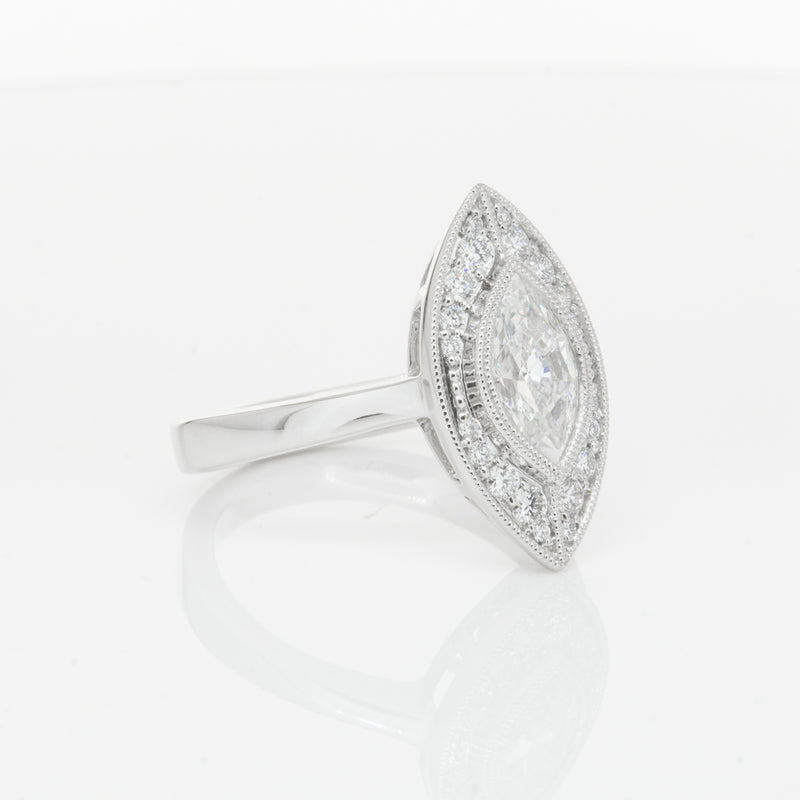 18ct White Gold 1.00ct Marquise Diamond Ring-Ring-Walker & Hall