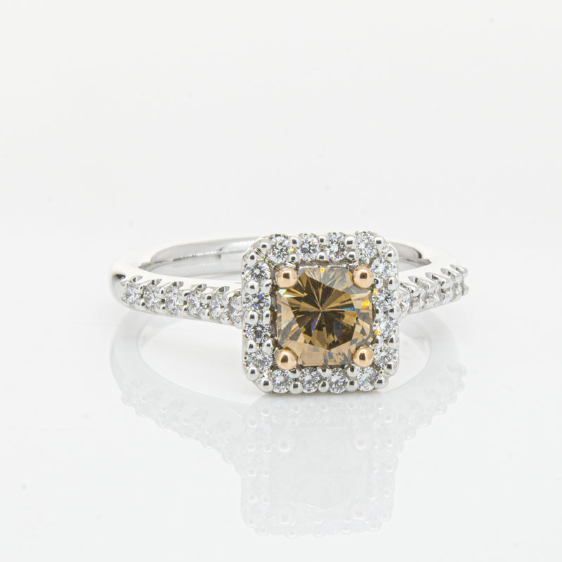 18ct White Gold .72ct Mocha Princess Cut Diamond Manhattan Ring-Ring-Walker & Hall