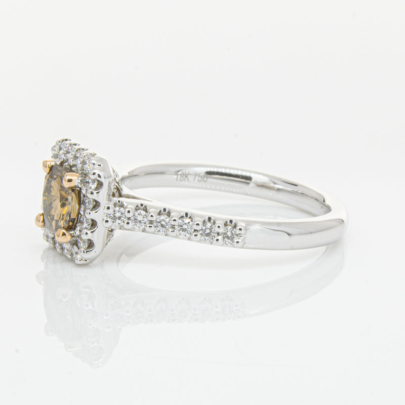 18ct White Gold .72ct Mocha Princess Cut Diamond Manhattan Ring-Ring-Walker & Hall