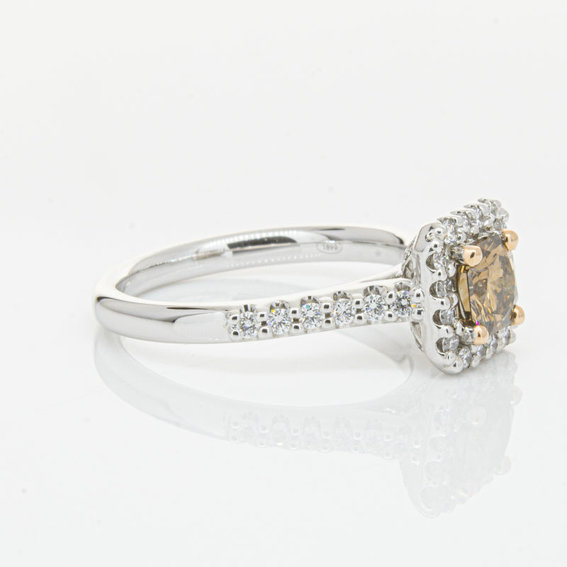 18ct White Gold .72ct Mocha Princess Cut Diamond Manhattan Ring-Ring-Walker & Hall