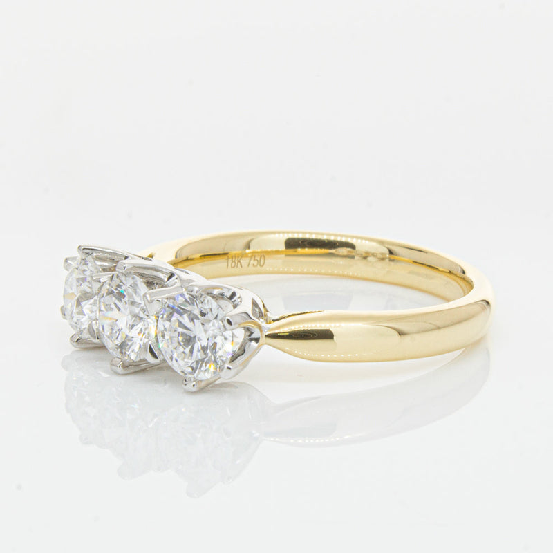 18ct Yellow Gold 1.21ct Diamond Trilogy Ring-Ring-Walker & Hall