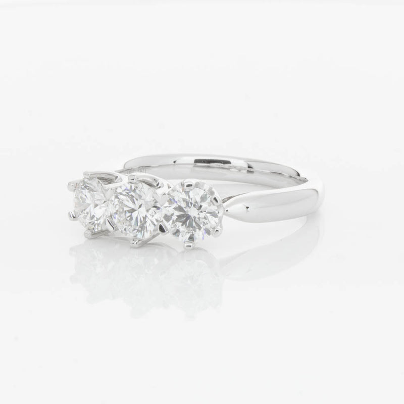 18ct White Gold 1.24ct Diamond Trilogy Ring-Ring-Walker & Hall
