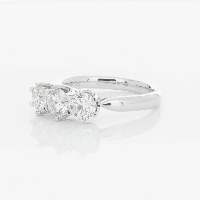 18ct White Gold 1.24ct Diamond Trilogy Ring-Ring-Walker & Hall