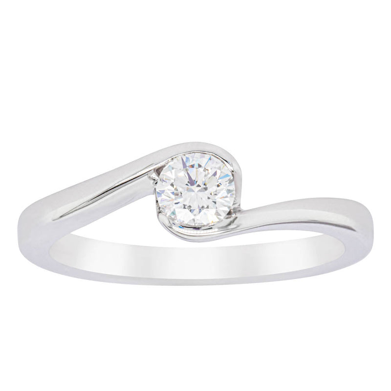 18ct White Gold .30ct Diamond Embrace Ring-Ring-Walker & Hall