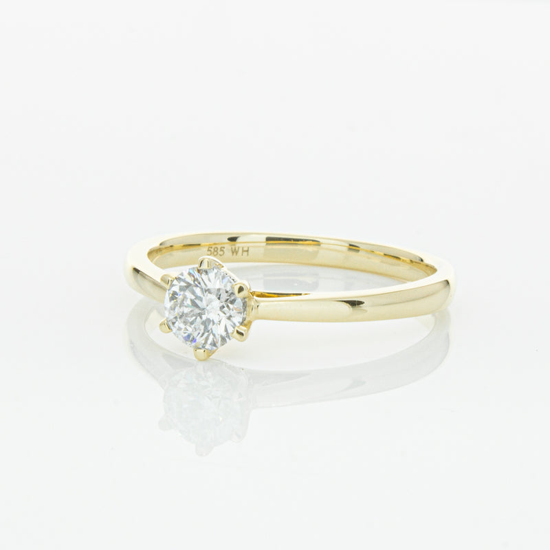 14ct Yellow Gold .40ct Diamond Lunette Ring-Ring-Walker & Hall