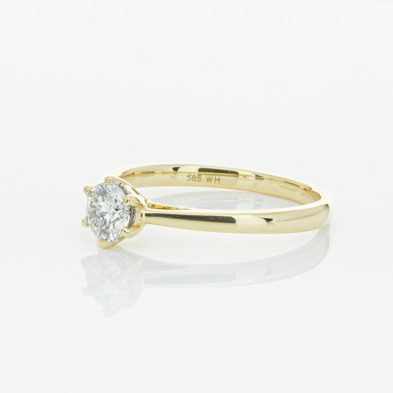 14ct Yellow Gold .40ct Diamond Lunette Ring-Ring-Walker & Hall