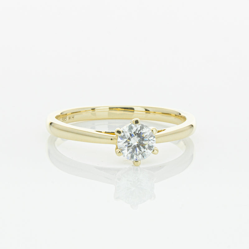 14ct Yellow Gold .40ct Diamond Lunette Ring-Ring-Walker & Hall