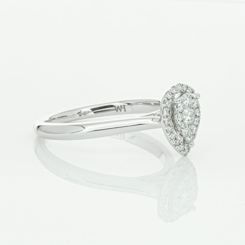 14ct White Gold Diamond Pear Saturn Ring-Ring-Walker & Hall