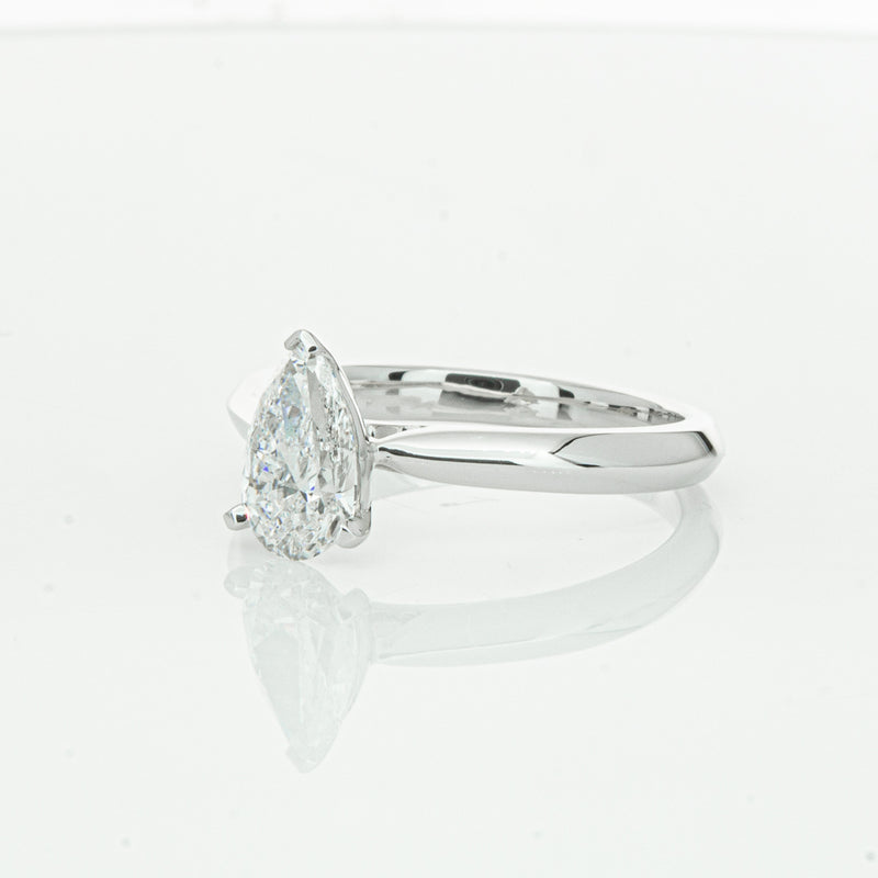18ct White Gold 1.00ct Pear Cut Diamond Venetian Ring-Ring-Walker & Hall