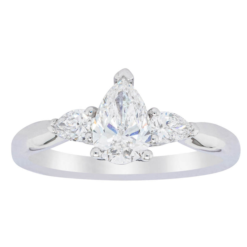 18ct White Gold .52ct Pear Cut Diamond Ayla Ring-Ring-Walker & Hall