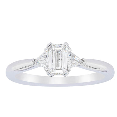 18ct White Gold .50ct Emerald Cut Diamond Ring-Ring-Walker & Hall