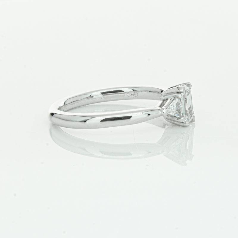 18ct White Gold .50ct Emerald Cut Diamond Ring-Ring-Walker & Hall