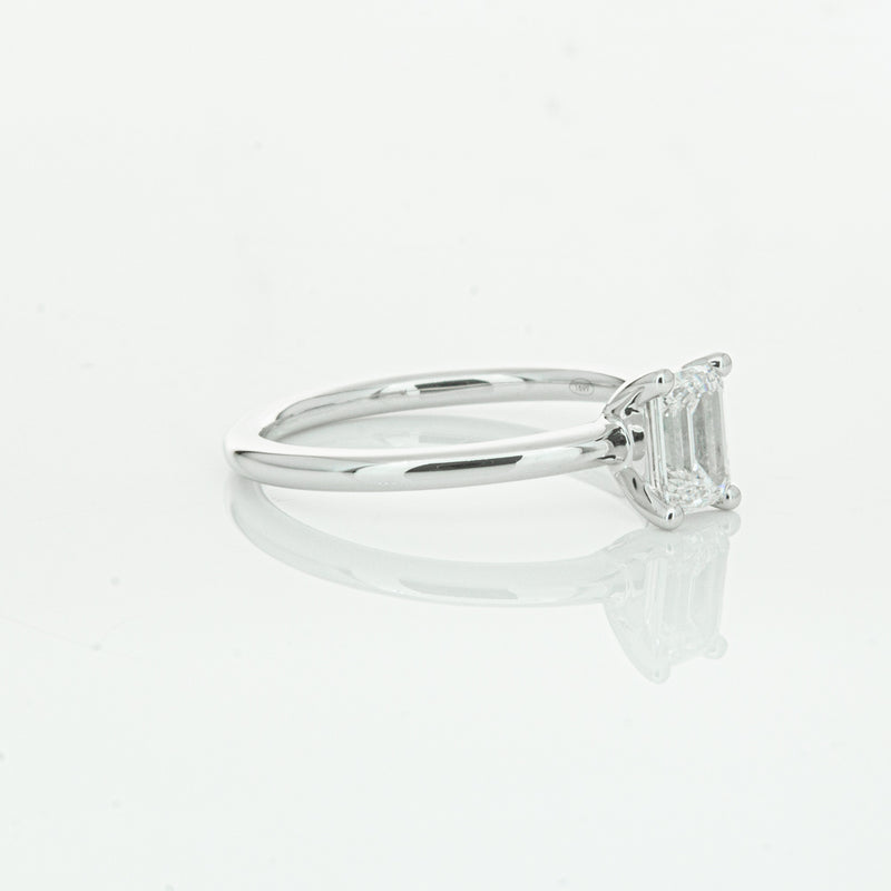 18ct White Gold .72ct Emerald Cut Diamond Melba Ring-Ring-Walker & Hall