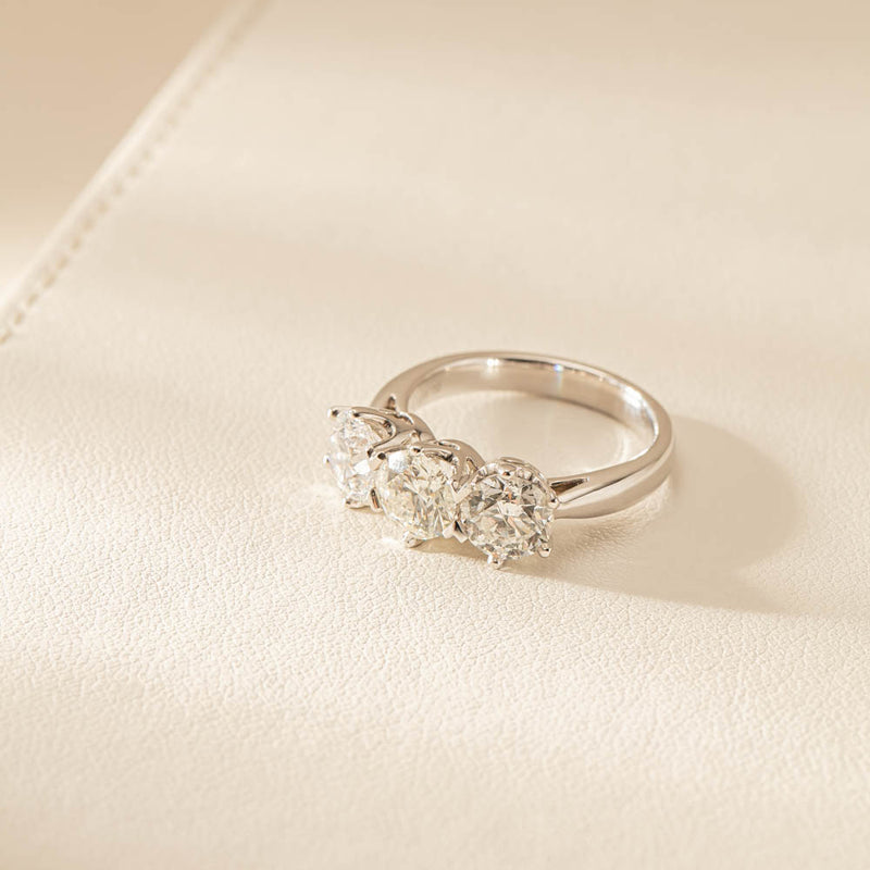 18ct White Gold 3.00ct Diamond Trilogy Ring-Ring-Walker & Hall