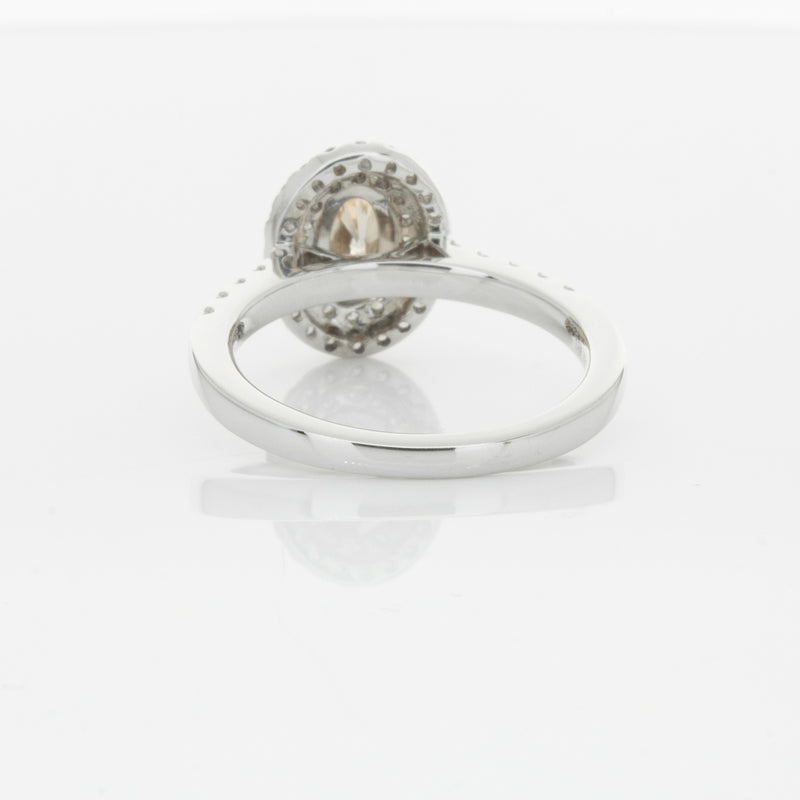 18ct White Gold .50ct Oval Cut Champagne Diamond Rosa Ring-Ring-Walker & Hall