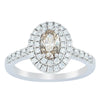 18ct White Gold .50ct Oval Cut Champagne Diamond Rosa Ring-Ring-Walker & Hall