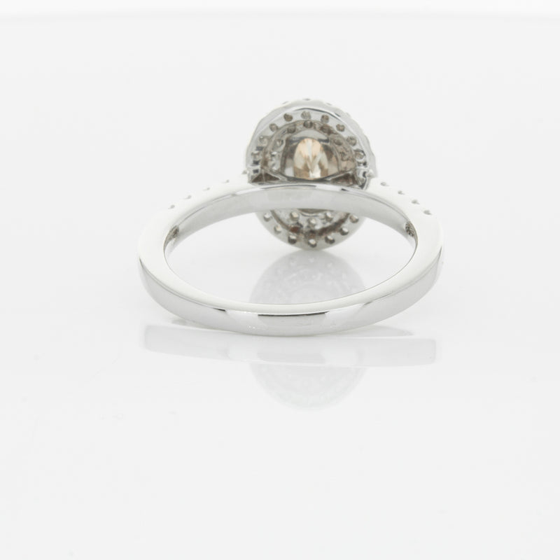 18ct White Gold .50ct Oval Cut Champagne Diamond Rosa Ring-Ring-Walker & Hall