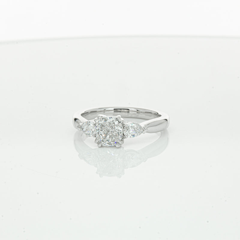 18ct White Gold 1.02ct Cushion Cut Diamond Ayla Ring-Ring-Walker & Hall