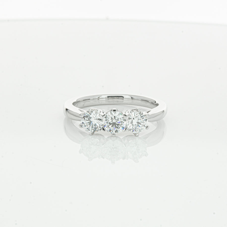 18ct White Gold .94ct Diamond Trilogy Ring-Ring-Walker & Hall