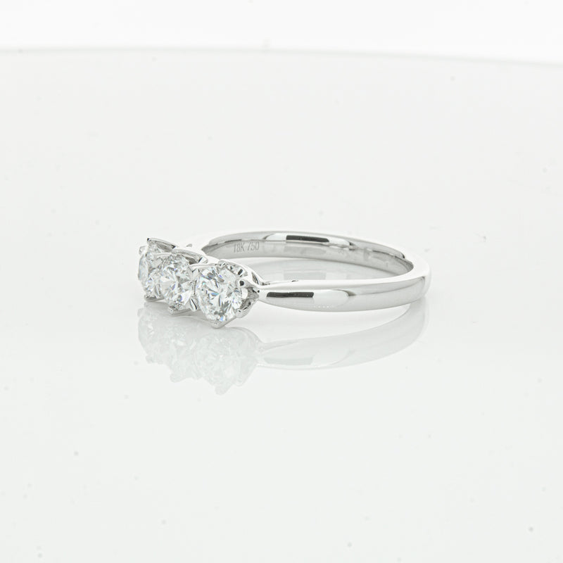 18ct White Gold .94ct Diamond Trilogy Ring-Ring-Walker & Hall
