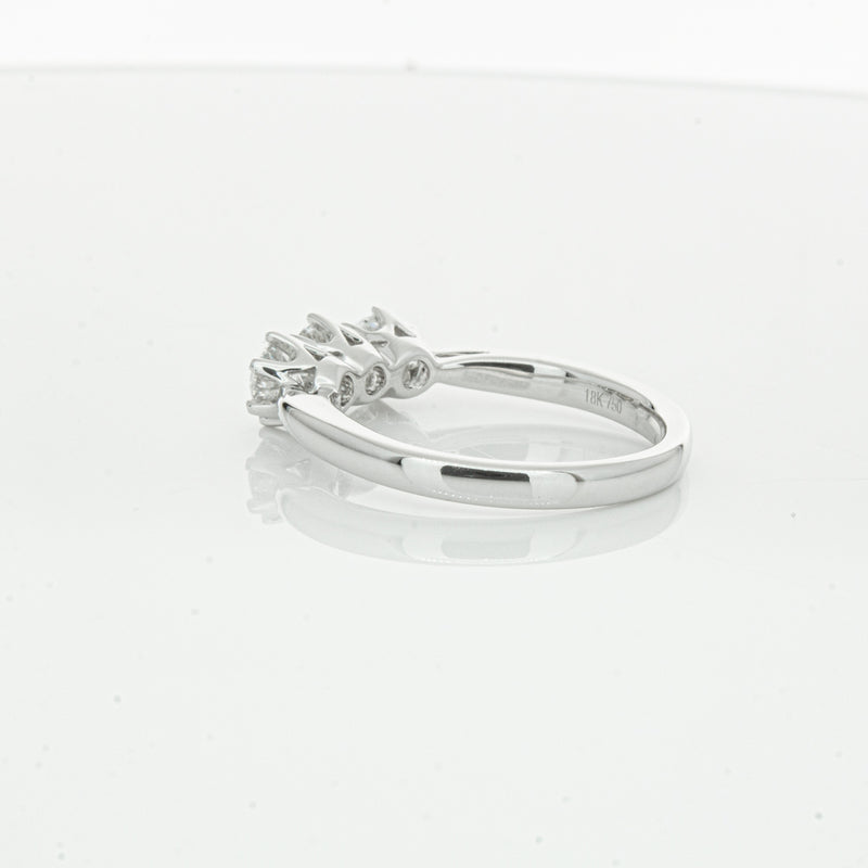 18ct White Gold .94ct Diamond Trilogy Ring-Ring-Walker & Hall