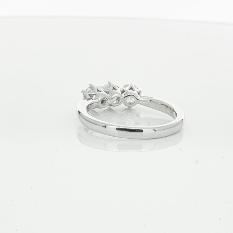 18ct White Gold .94ct Diamond Trilogy Ring-Ring-Walker & Hall