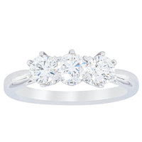 18ct White Gold .94ct Diamond Trilogy Ring-Ring-Walker & Hall