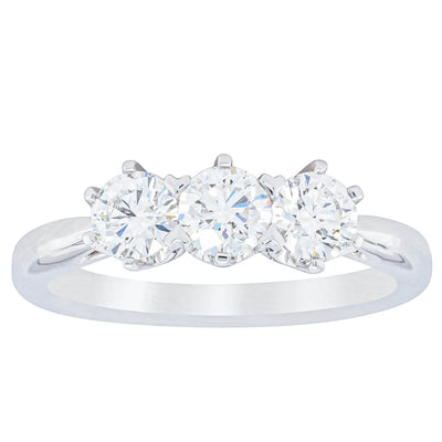 18ct White Gold .94ct Diamond Trilogy Ring-Ring-Walker & Hall