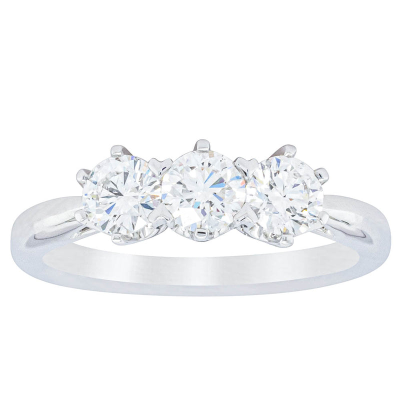 18ct White Gold .94ct Diamond Trilogy Ring-Ring-Walker & Hall