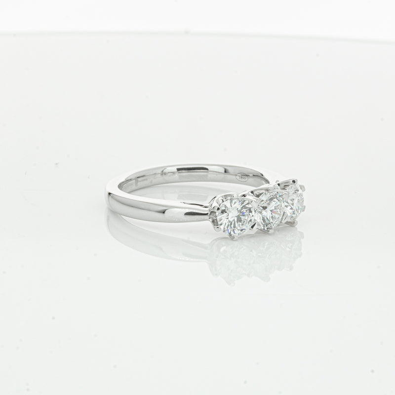 18ct White Gold .94ct Diamond Trilogy Ring-Ring-Walker & Hall