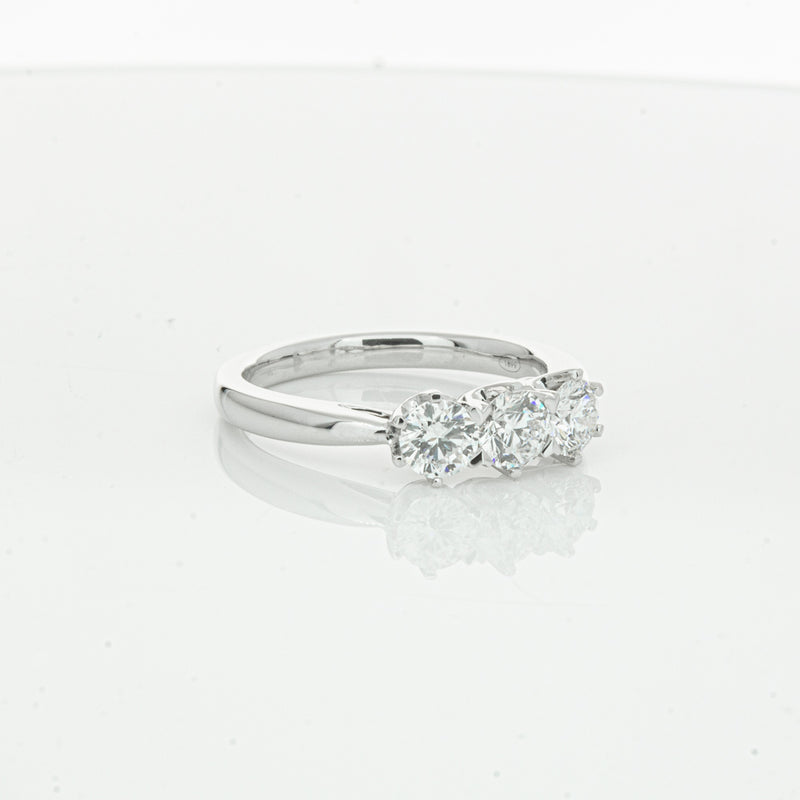 18ct White Gold .94ct Diamond Trilogy Ring-Ring-Walker & Hall
