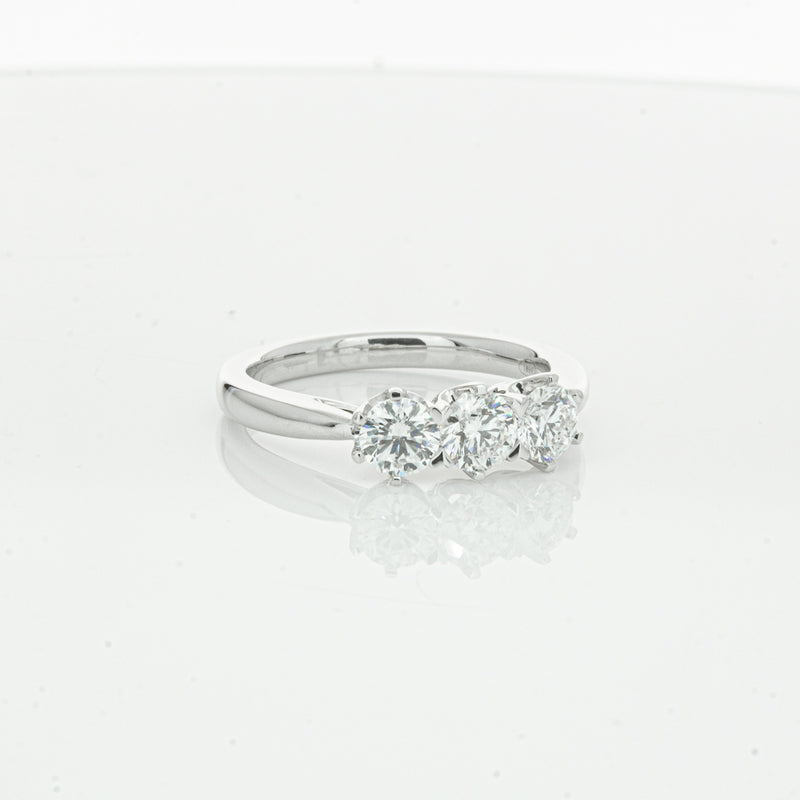 18ct White Gold .94ct Diamond Trilogy Ring-Ring-Walker & Hall