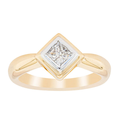 Deja Vu 18ct Yellow Gold .36ct Princess Cut Diamond Ring-Ring-Walker & Hall